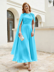 Robe de A-ligne à Col en Bijou Longueur de Mollet en Mousseline Piscine Grande Taille