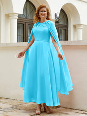 Robe de A-ligne à Col en Bijou Longueur de Mollet en Mousseline Piscine Grande Taille