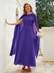 Robe de A-ligne à Col en Bijou Longueur de Mollet en Mousseline Régence Grande Taille