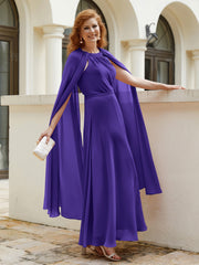 Robe de A-ligne à Col en Bijou Longueur de Mollet en Mousseline Régence Grande Taille