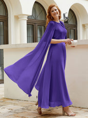 Robe de A-ligne à Col en Bijou Longueur de Mollet en Mousseline Régence Grande Taille