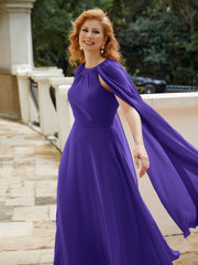 Robe de A-ligne à Col en Bijou Longueur de Mollet en Mousseline Régence