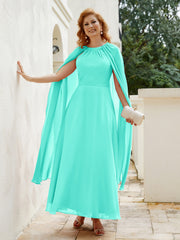 Robe de A-ligne à Col en Bijou Longueur de Mollet en Mousseline Spa Grande Taille