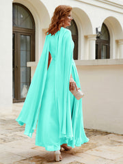 Robe de A-ligne à Col en Bijou Longueur de Mollet en Mousseline Spa Grande Taille
