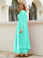Robe de A-ligne à Col en Bijou Longueur de Mollet en Mousseline Spa