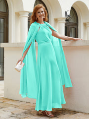Robe de A-ligne à Col en Bijou Longueur de Mollet en Mousseline Spa Grande Taille