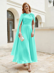 Robe de A-ligne à Col en Bijou Longueur de Mollet en Mousseline Spa