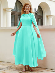 Robe de A-ligne à Col en Bijou Longueur de Mollet en Mousseline Spa