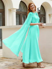 Robe de A-ligne à Col en Bijou Longueur de Mollet en Mousseline Spa