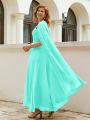 Robe de A-ligne à Col en Bijou Longueur de Mollet en Mousseline Spa Grande Taille