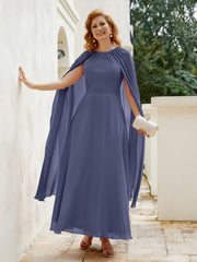 Robe de A-ligne à Col en Bijou Longueur de Mollet en Mousseline Orageux Grande Taille
