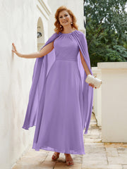 Robe de A-ligne à Col en Bijou Longueur de Mollet en Mousseline Tahiti Grande Taille