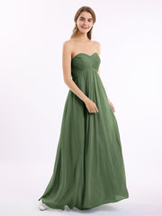 CROISÉ-Plissée Empire Mousseline Robe Avec Cœur Olive Verte Grande Taille