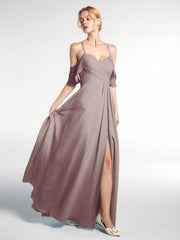 Robe Empire à Bretelles Spaghetti à Manches Volants-Bordés Dusk