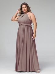 Robe Longue Maxi en Mousseline Décolleté en Trou de Serrure de Dos Ouvert Dusk