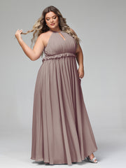 Robe Longue Maxi en Mousseline Décolleté en Trou de Serrure de Dos Ouvert Dusk