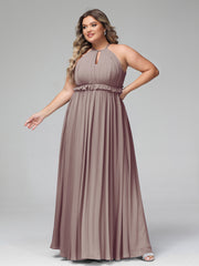 Robe Longue Maxi en Mousseline Décolleté en Trou de Serrure de Dos Ouvert Dusk