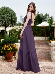 Robe Longueur au Sol en Mousseline à Encolure Carrée Plum Grande Taille