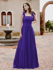 Robe Longueur au Sol en Mousseline à Encolure Carrée Régence Grande Taille
