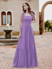 Robe Longueur au Sol en Mousseline à Encolure Carrée Tahiti Grande Taille