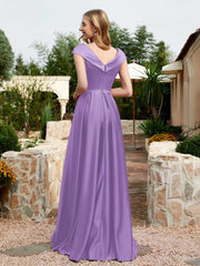 Robe en Satin à Mancherons et Col en V avec Poches Tahiti Grande Taille