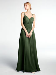 Robe en Mousseline à Dos Ouvert Croisé avec Bretelles Spaghetti Olive Verte Grande Taille