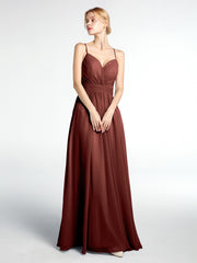Robe en Mousseline à Dos Ouvert Croisé avec Bretelles Spaghetti terracotta Grande Taille