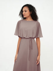 Robes de Demoiselle d'Honneur Enveloppées de Pleine Longueur en Mousseline Dusk