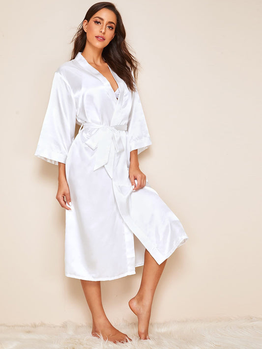 Pyjamas Longs Unis Couleur élégants Avec Broderies Robes de Mariée et Demoiselles d'Honneur