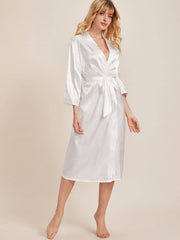 Pyjamas Longs Unis Couleur élégants Avec Broderies Robes de Mariée et Demoiselles d'Honneur