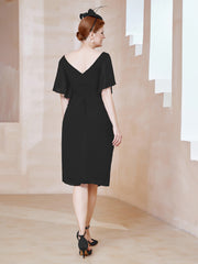 Robe en Mousseline à Col en V Orné de Strass Noir Grande Taille