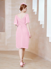 Robe en Mousseline à Col en V Orné de Strass Rose Bonbon Grande Taille