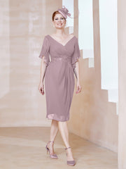 Robe en Mousseline à Col en V Orné de Strass Dusk Grande Taille