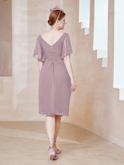 Robe en Mousseline à Col en V Orné de Strass Dusk