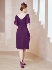 Robe en Mousseline à Col en V Orné de Strass Raisin