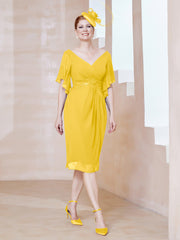 Robe en Mousseline à Col en V Orné de Strass Souci Grande Taille