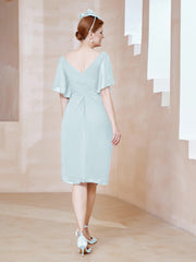 Robe en Mousseline à Col en V Orné de Strass Brume