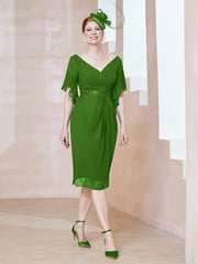 Robe en Mousseline à Col en V Orné de Strass Mousse Grande Taille