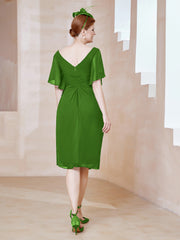 Robe en Mousseline à Col en V Orné de Strass Mousse