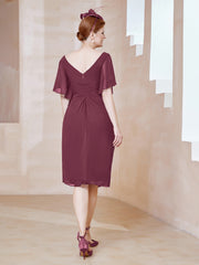 Robe en Mousseline à Col en V Orné de Strass Mûre Grande Taille