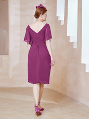 Robe en Mousseline à Col en V Orné de Strass Orchidee