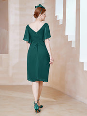 Robe en Mousseline à Col en V Orné de Strass Paon Grande Taille