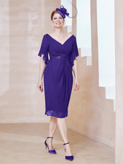Robe en Mousseline à Col en V Orné de Strass Régence Grande Taille