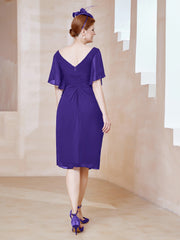 Robe en Mousseline à Col en V Orné de Strass Régence