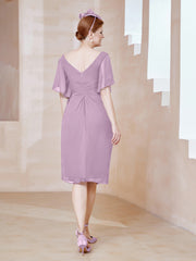 Robe en Mousseline à Col en V Orné de Strass Glycine Grande Taille