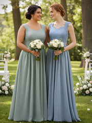 Robe Appliquée et Perlée avec Col en Cœur Bleu Poudré