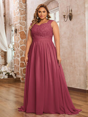 Robe Appliquée et Perlée avec Col en Cœur Cannelle Rose