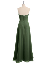 Sans Bretelles Mousseline Robe Demoiselle d'honneur Olive Verte