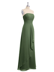 Sans Bretelles Mousseline Robe Demoiselle d'honneur Olive Verte