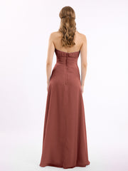 Sans Bretelles Mousseline Robe Demoiselle d'honneur terracotta Grande Taille